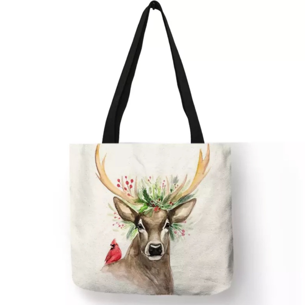 Eco-Friendly Folding Majestic Six Point Buck with Flowers Tote Bag